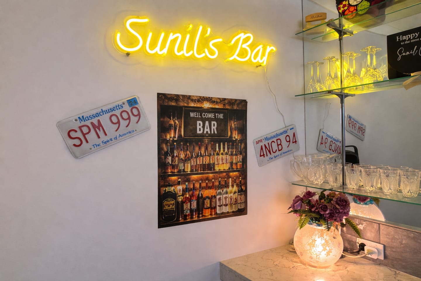 Customer photo review of Custom neon sign Sunil’s Bar