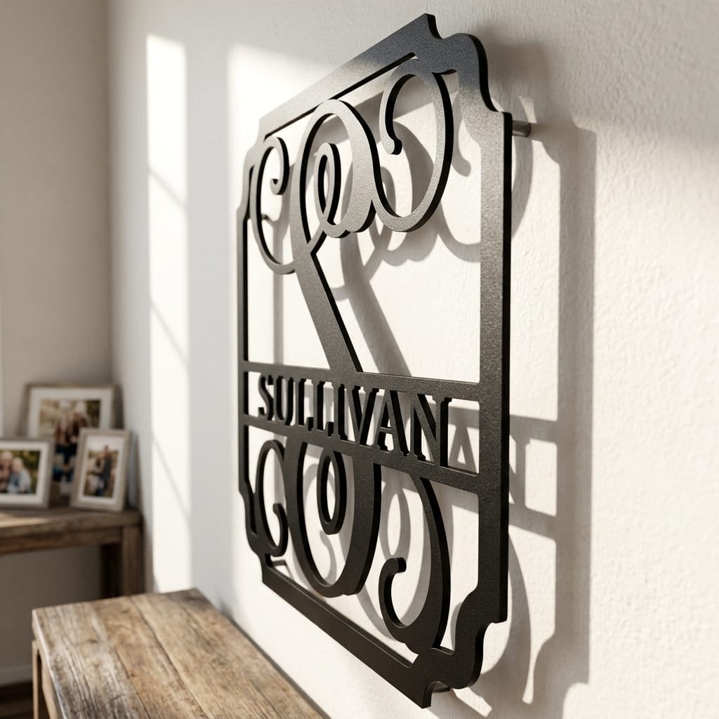 Customer photo review of Personalized Monogram Family Name Sign – Custom Metal Wedding or Anniversary Wall Decor