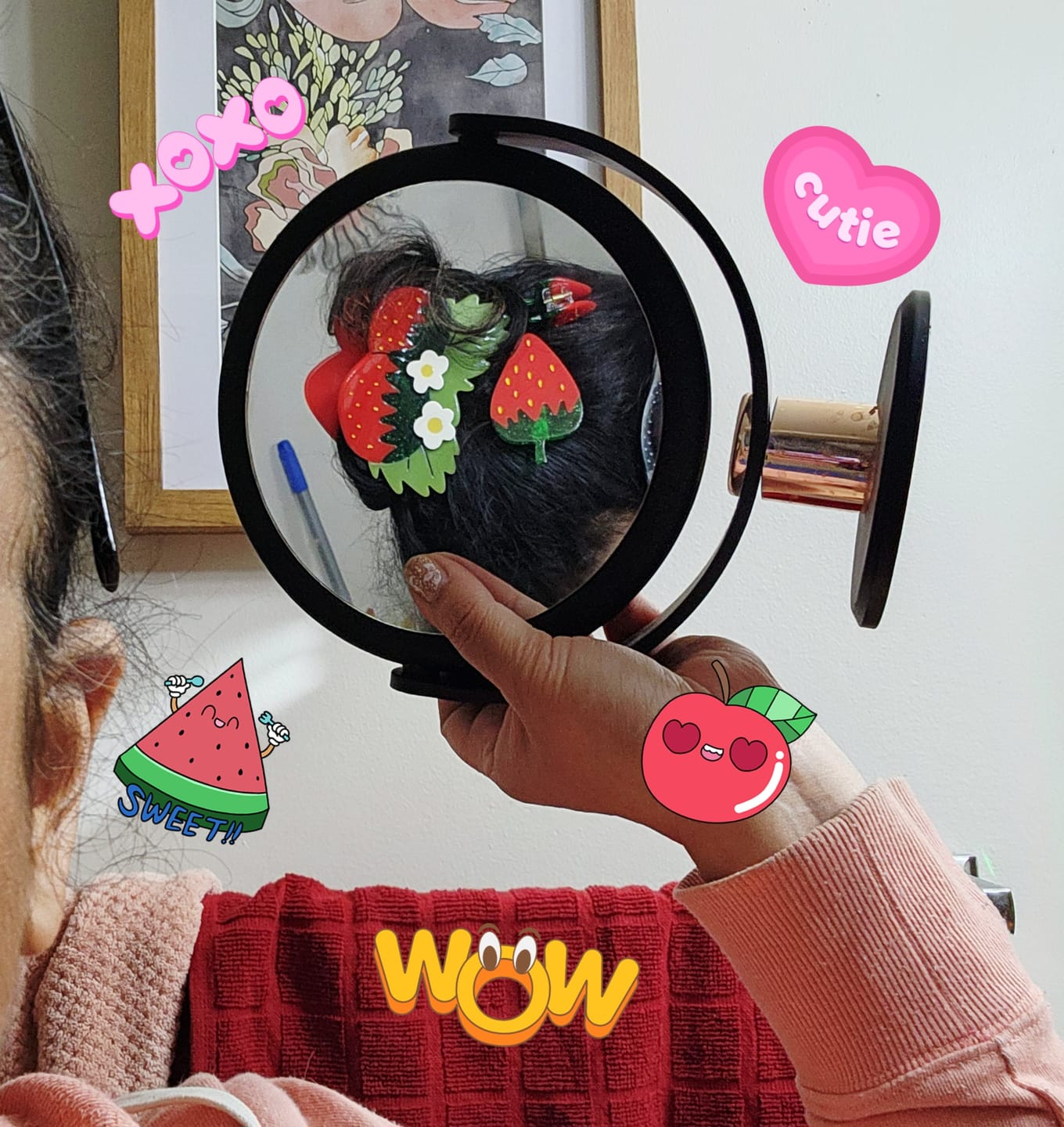 Customer photo review of Large Strawberries and Flowers Hair Claw Clip