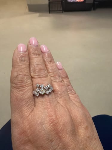 Customer photo review of Cluster Round Moissanite Half Eternity Wedding Band