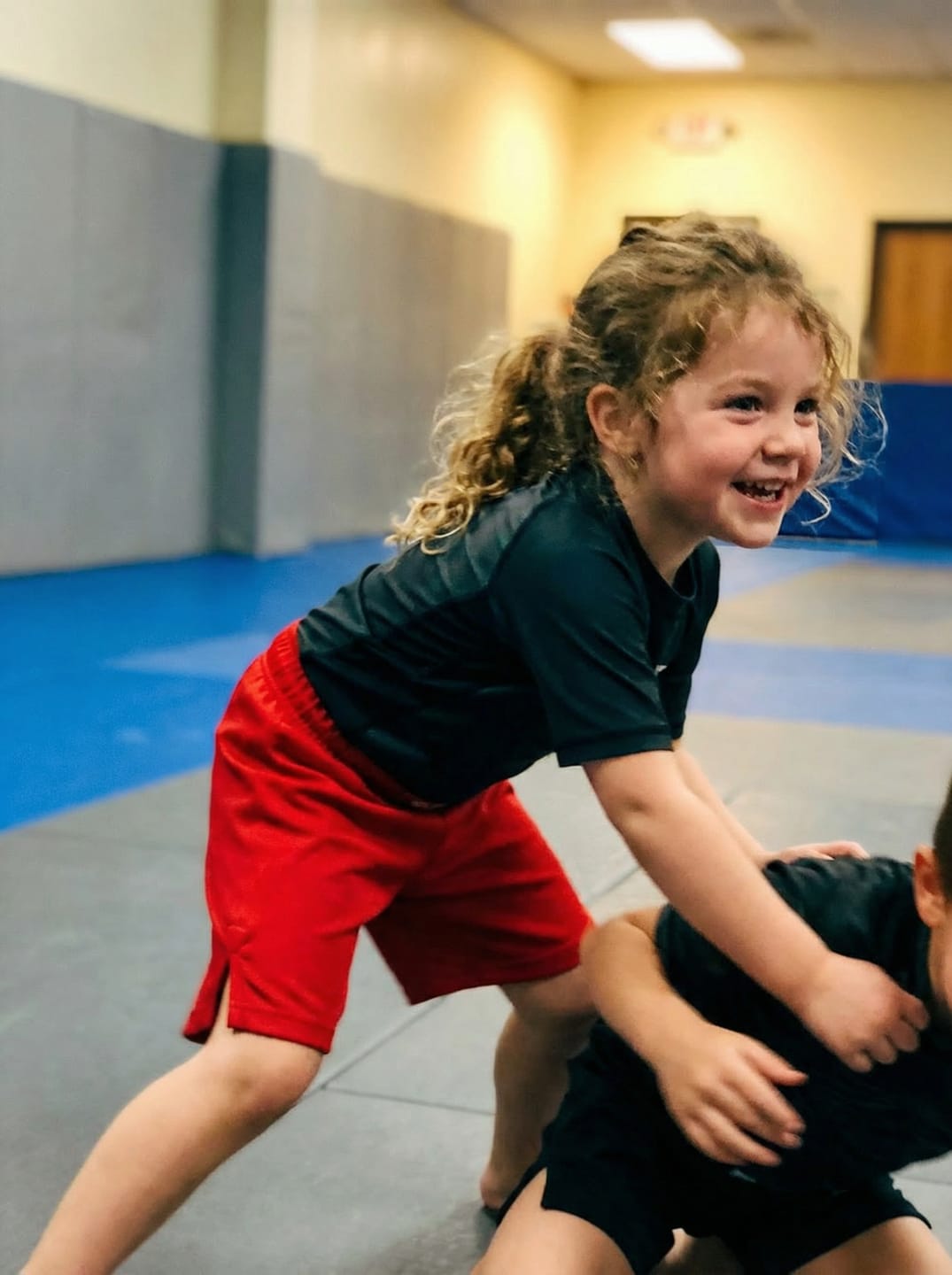 Customer photo review of Black Jack Red No-Gi Kids BJJ Shorts