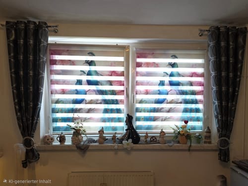 Customer photo review of Klemmfix Doppelrollo "Pfau Baum" | Klemm Doppelrollo