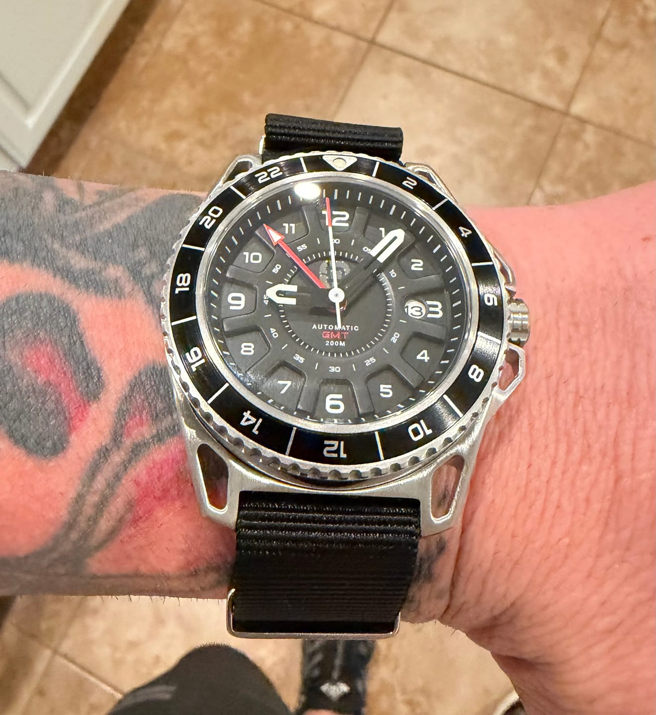 Customer photo review of GMT-01 - AUTOMATIC GMT WATCH WITH ITALIAN LEATHER STRAP