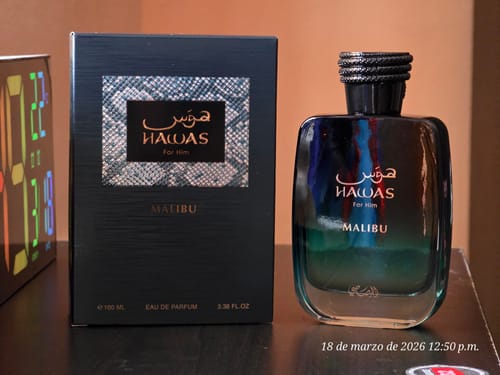 Reseña con foto de un cliente sobre Perfume Rasasi Hawas Malibu 100 ml EDP