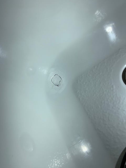 Customer photo review of Floor Crack Repair - Tub and Shower Repair Kit
