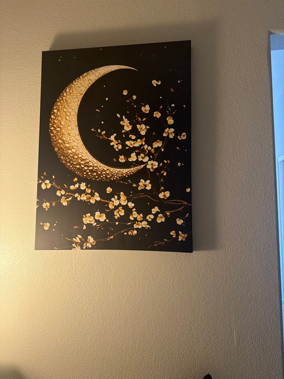 Customer photo review of Golden Moonlight Blossom Wall Art Canvas