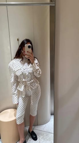Customer photo review of Cherry Polka Dot Jacket Capri Pants Set