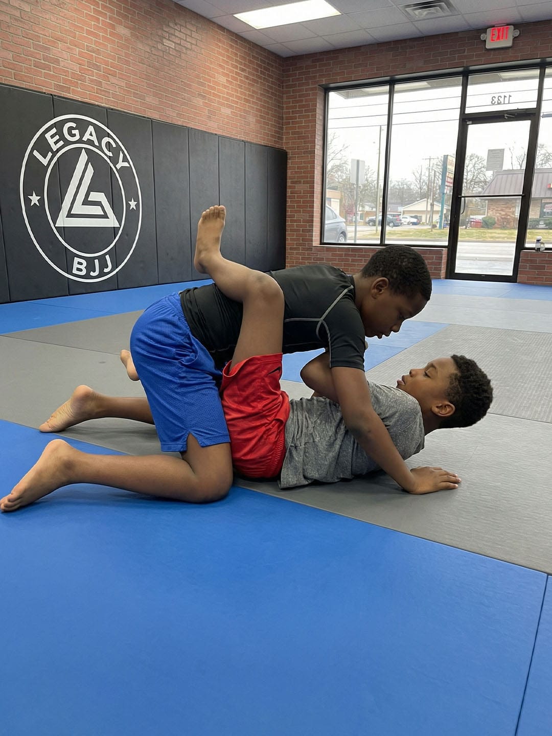Customer photo review of Black Jack Red No-Gi Kids BJJ Shorts