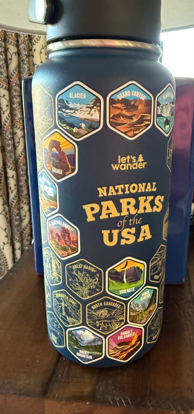 Customer photo review of Lets Wander™ National Parks Water Bottle + Stickers