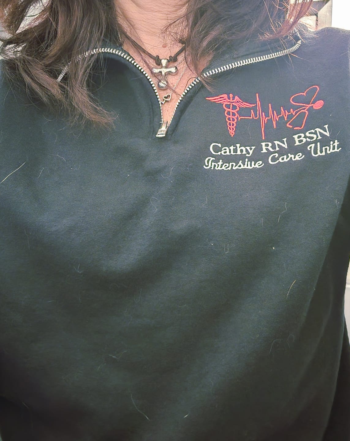 Customer photo review of Personalized 1/4 zip  Healthcare Provider Sweatshirt - Unisex Sizing