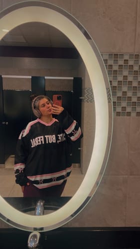 Customer photo review of Cute, but Feral Hockey Jersey