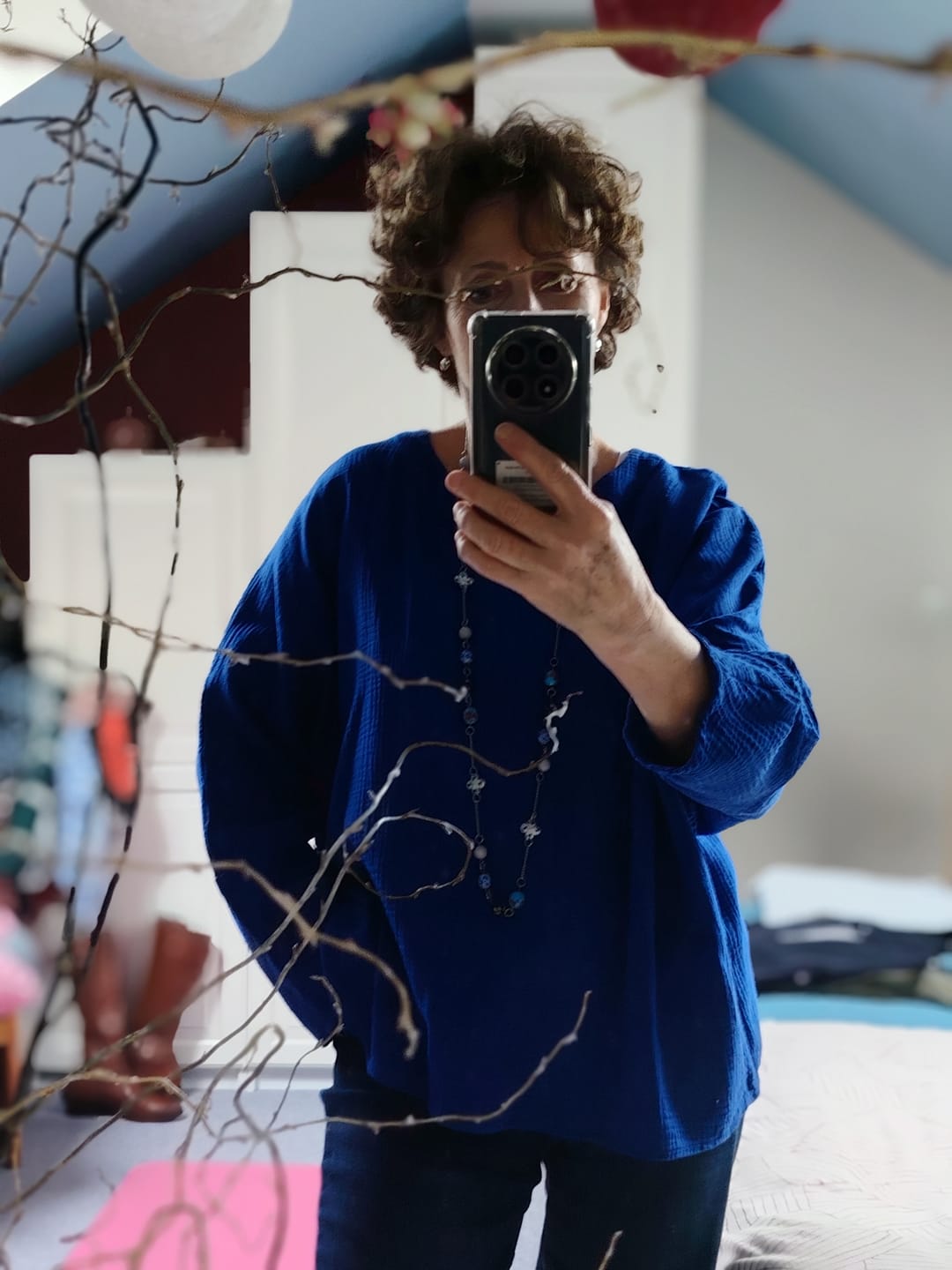 Customer photo review of Blouse Naomie - double gaze de coton bleu majorelle