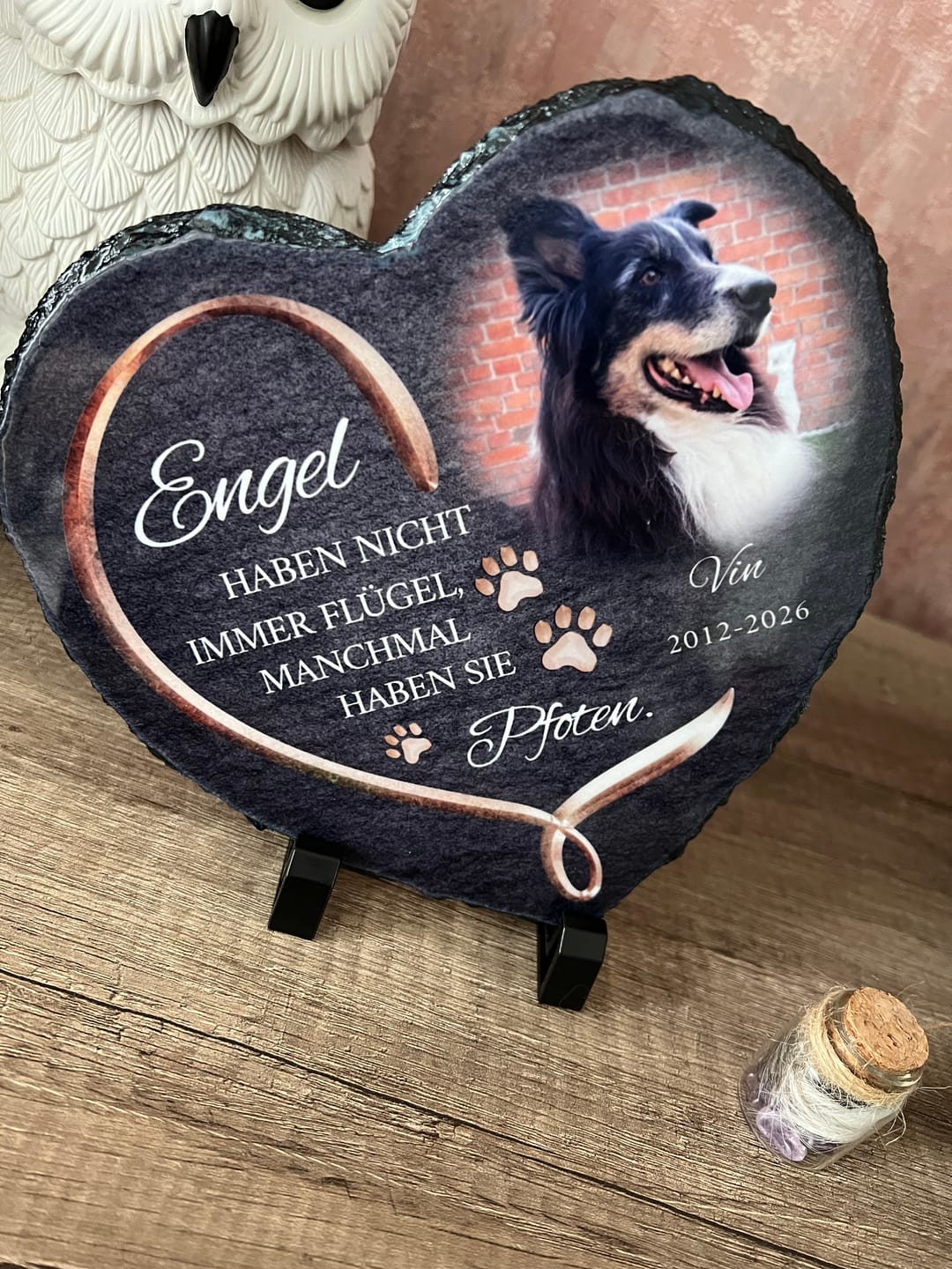 Customer photo review of Personalisiertes Schieferherz - Engel haben Pfoten