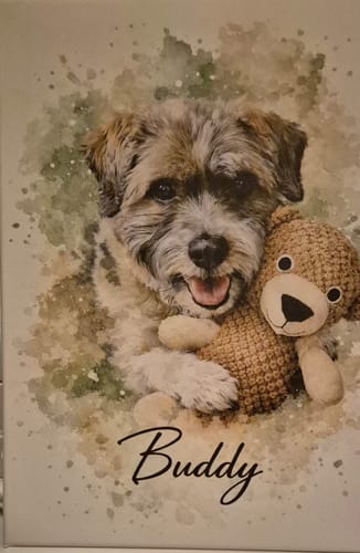 Customer photo review of Your Dog as Watercolor Portrait