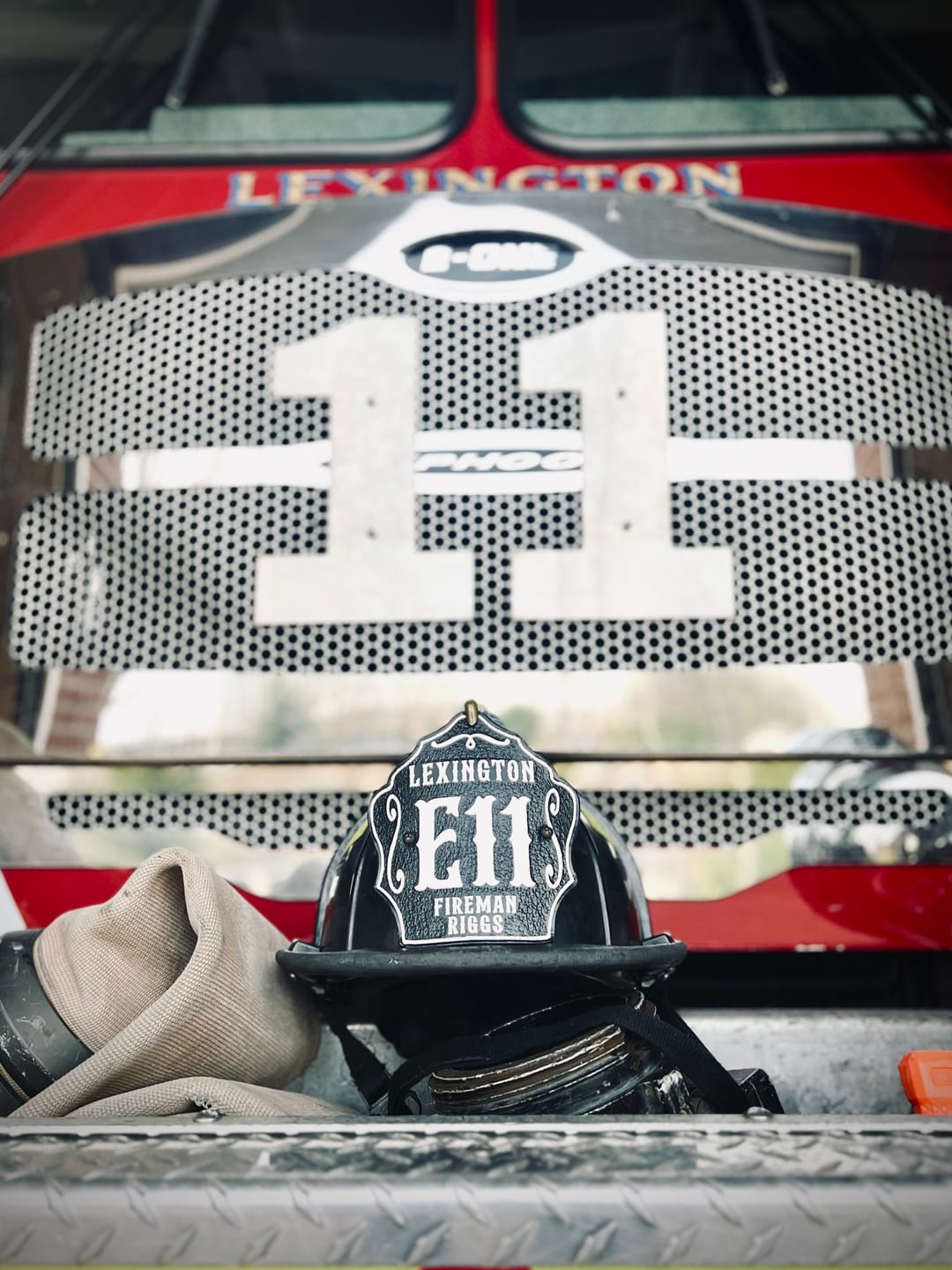 Customer photo review of Bare Bones Leather Firefighter Helmet Shield