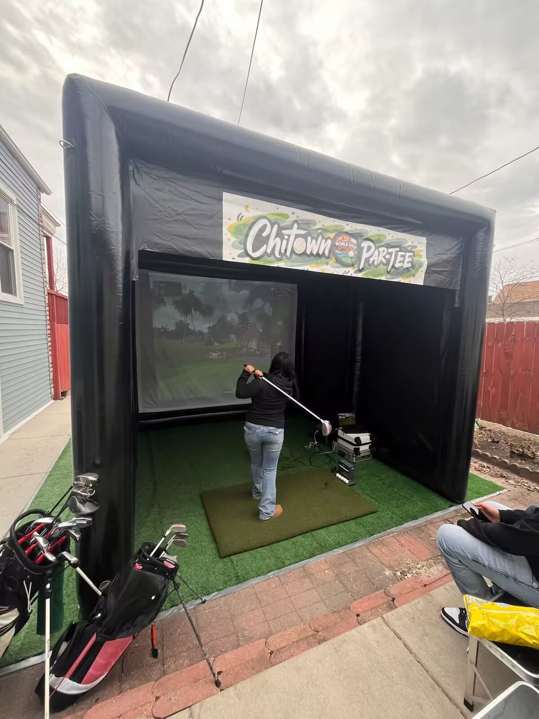 Customer photo review of Mobile Golf Simulator Enclosure Screen Inflatable Golf Tent Net Cage Best Golf Simulator For Home