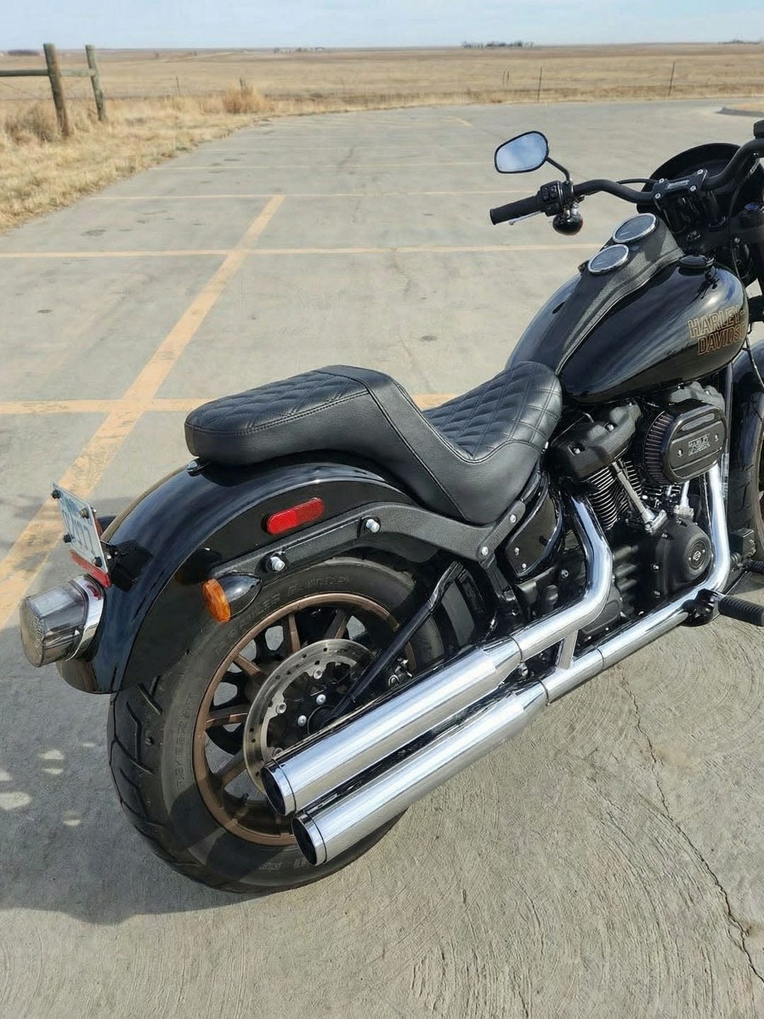 Customer photo review of Iron Born Diamond Stitch 2-Up Seat for Harley Softail Low Rider ST FXLRST