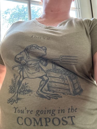 Customer photo review of Going in the Compost V-Neck T-Shirt