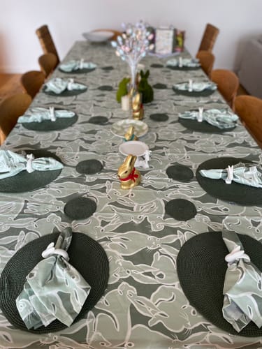 Customer photo review of Bunnies at Brunch Pistachio Napkins (Set of 4)