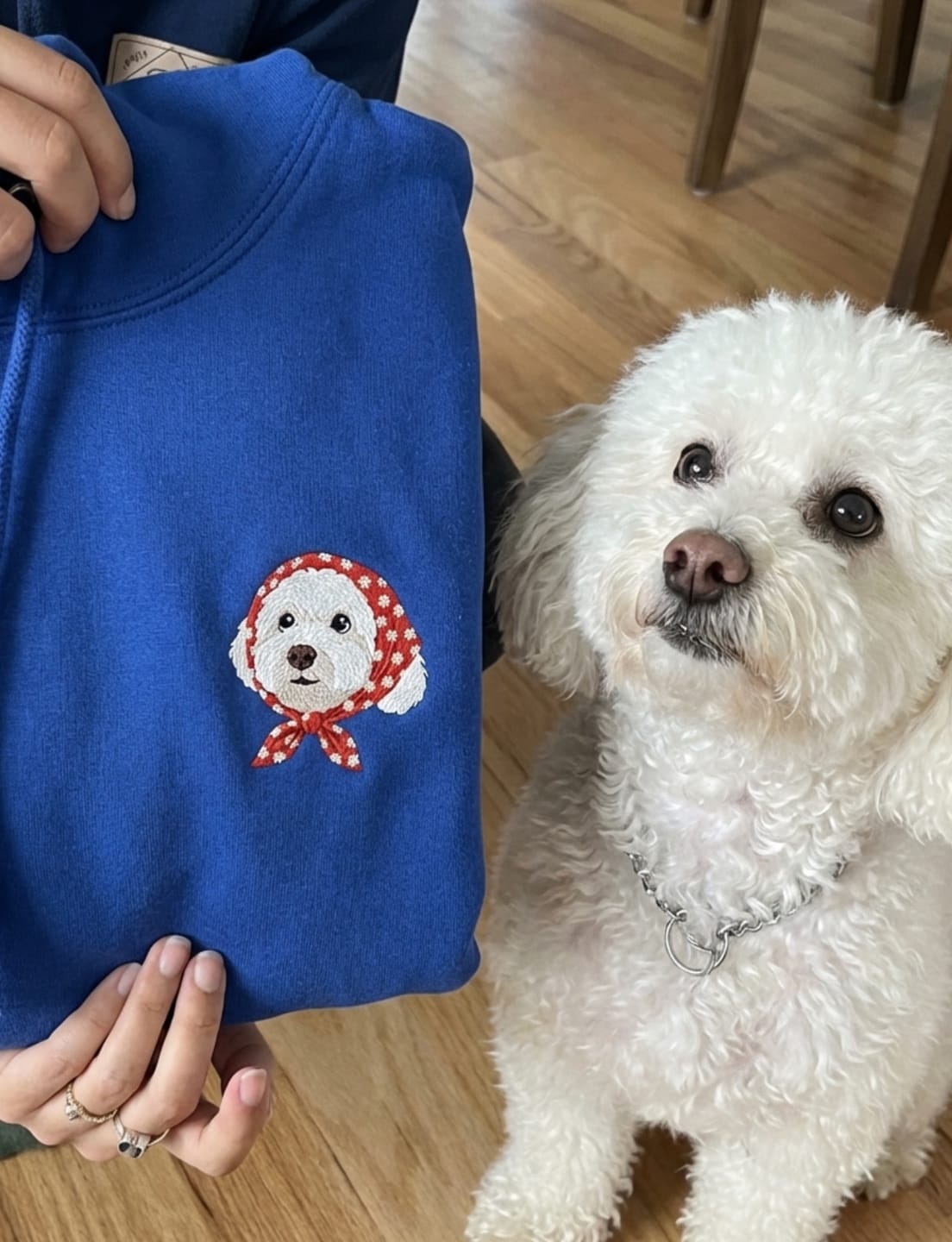 Customer photo review of Custom Babushka Embroidered Pet Portrait Hoodie, Sweatshirt