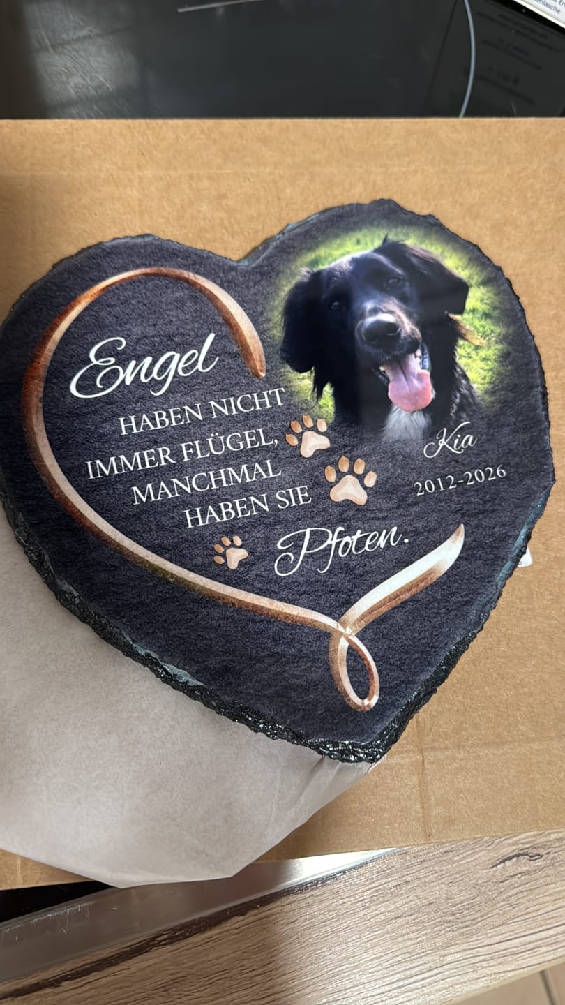 Customer photo review of Personalisiertes Schieferherz - Engel haben Pfoten