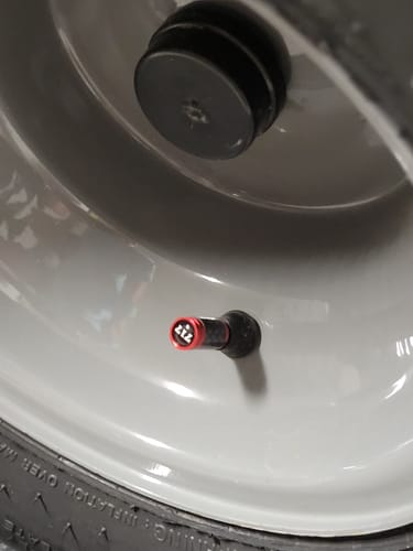Customer photo review of Red with Carbon 717 Valve Stem Caps