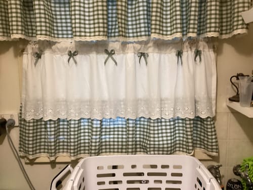 Customer photo review of Lace & Green Check Cabinet Curtain