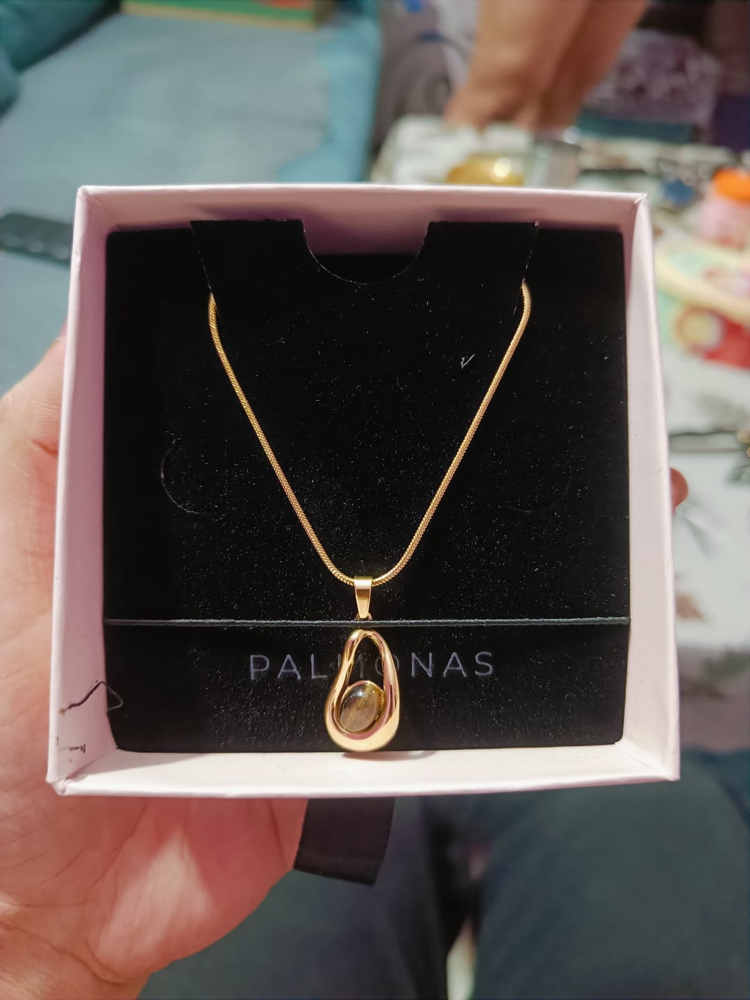 Customer photo review of Gold Teardrop Necklace