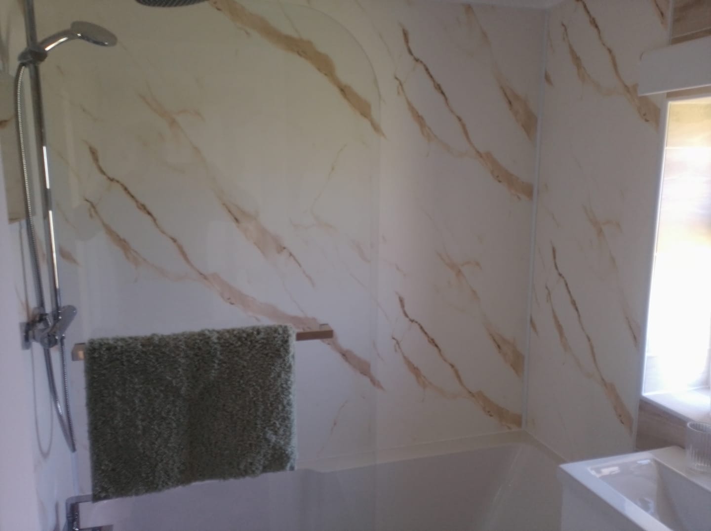 Customer photo review of 10mm Gold Marble Matt Shower Panel 1M x 2.4M