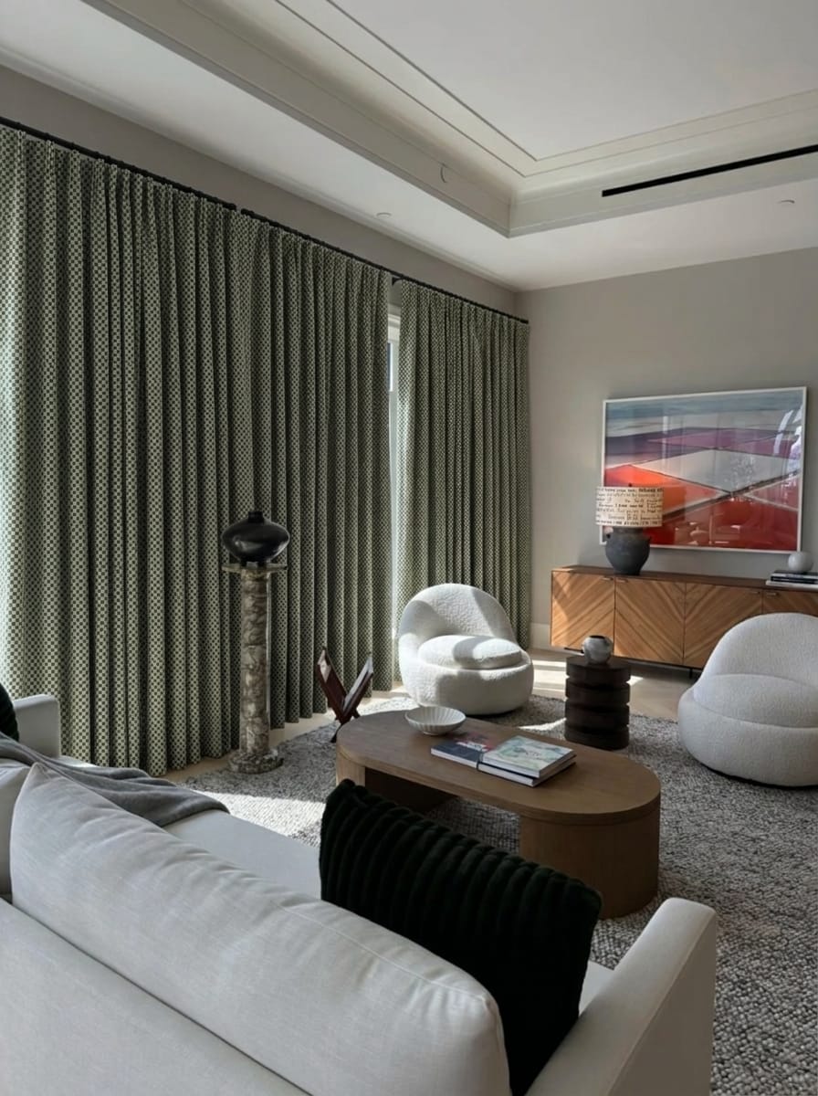 Customer photo review of 85% Blackout Pinch Pleated Curtains | Modern Pixelated Check Design, Noise Cancelling for Bedrooms & Media Rooms (Frankie)