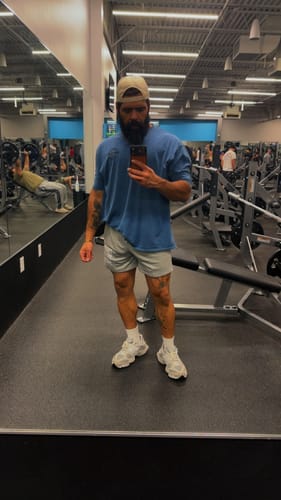 Customer photo review of Gray Perfect Mesh Shorts