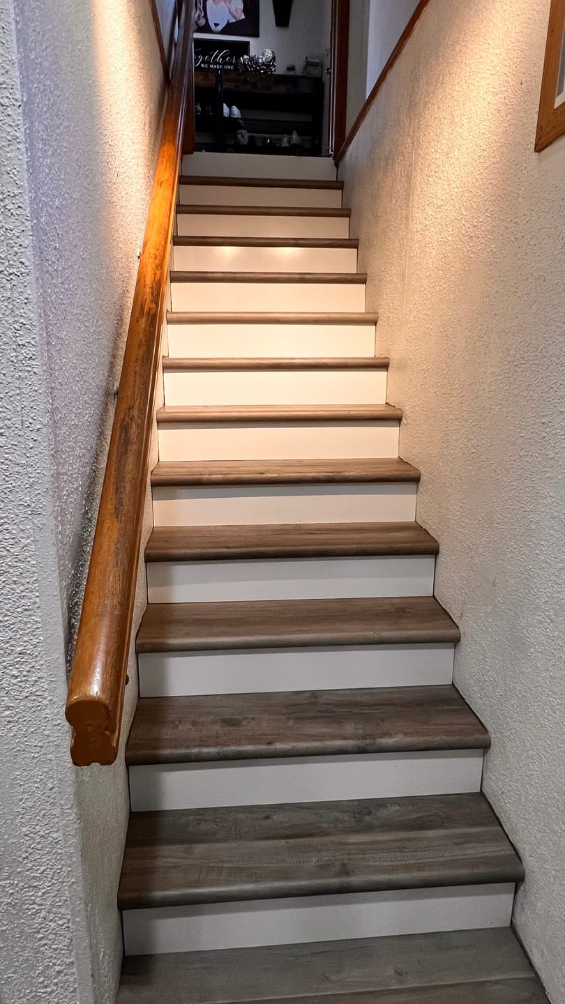 Customer photo review of Brighton Aged Barrel Stair Tread