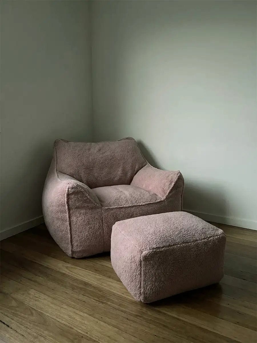 Customer photo review of DODO LOUNGE CHAIR - TEDDY FLEECE BLUSH