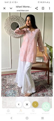 Customer photo review of Women's Lucknowi Handcrafted Cotton  Chikankari Sharara - HONC0305858