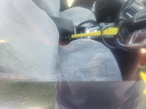 Customer photo review of Lock'd Car Defender — Visible Protection That Thieves Can't Ignore