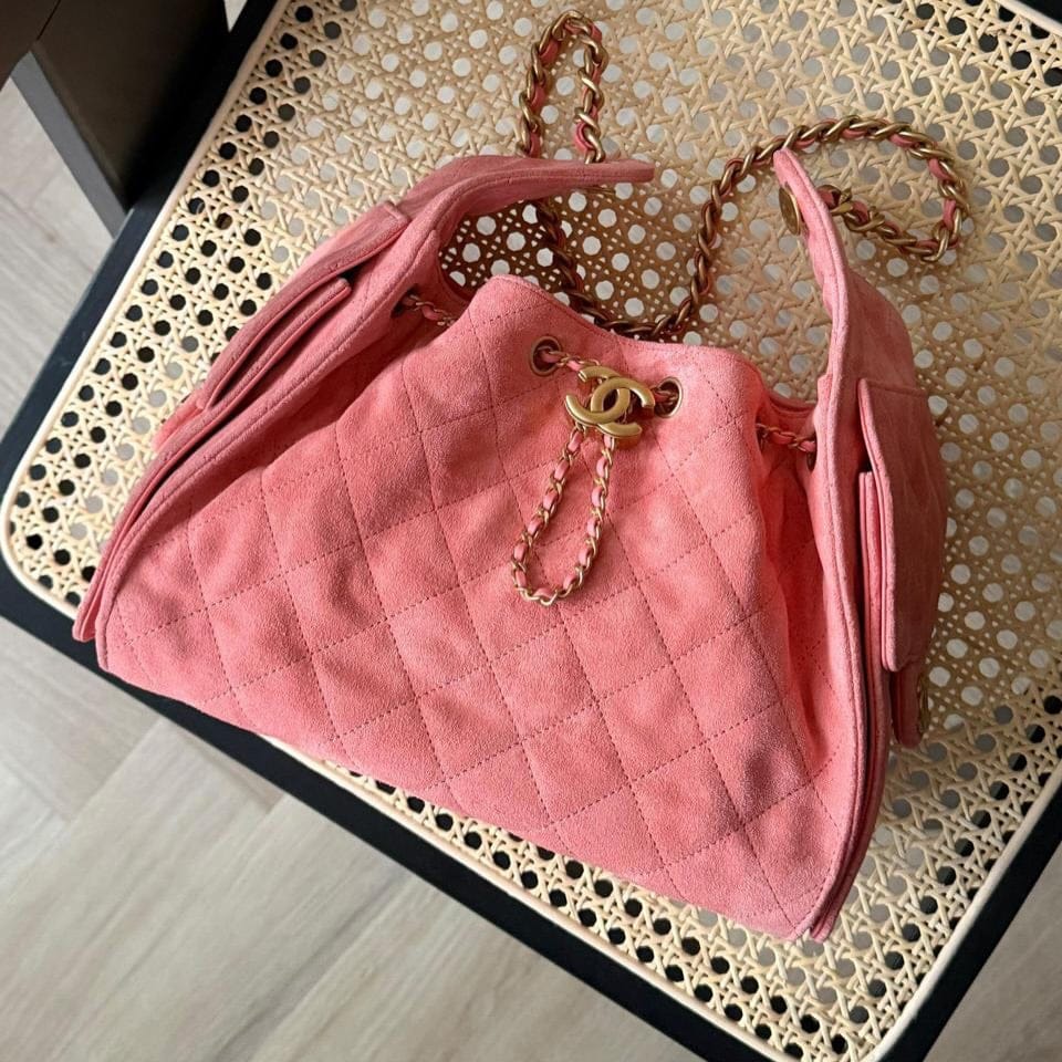 Customer photo review of Chanel 2026 Hobo Bag 22cm Pink Suede