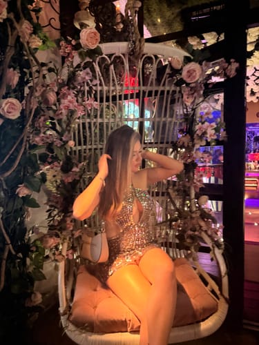 Customer photo review of Anastasia Rhinestone Mesh Snake Dress