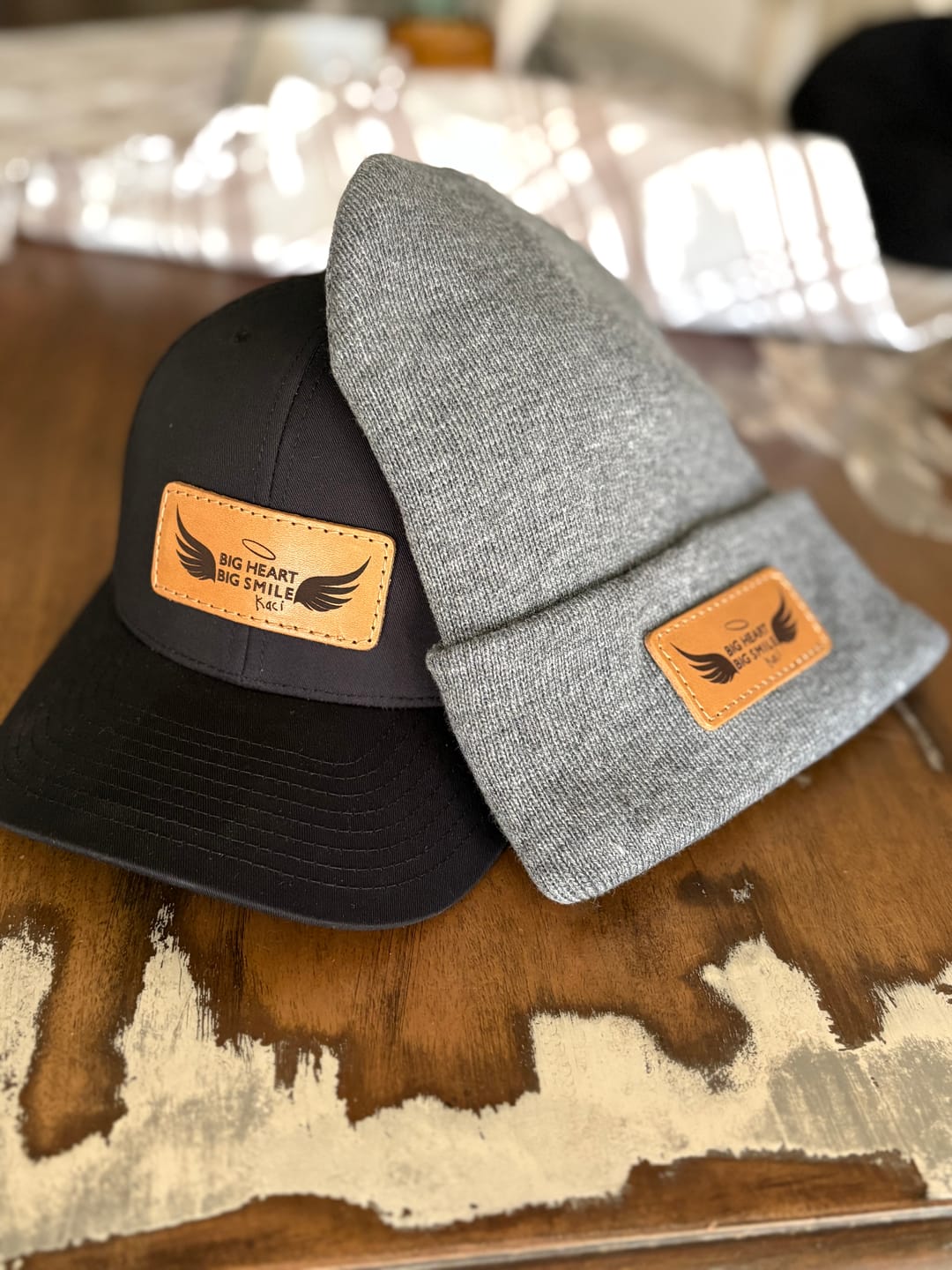 Customer photo review of Custom Leather Patch Beanie