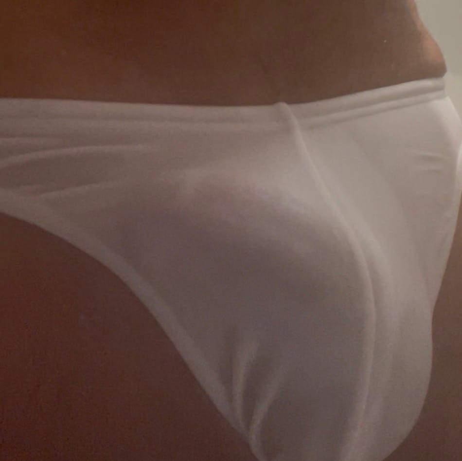Customer photo review of Men’s Shiny Solid Color Swim Briefs