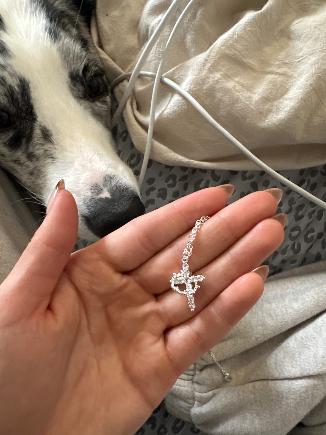Customer photo review of FREE Today: Modern Crowned in Faith Cross Necklace, Earrings