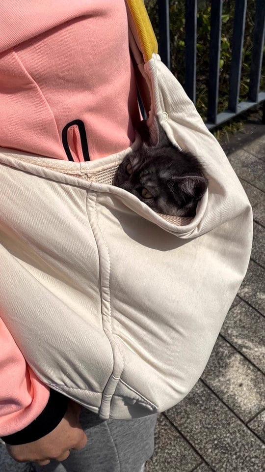 Customer photo review of Portable Pet Sling Carrier Bag With Pocket