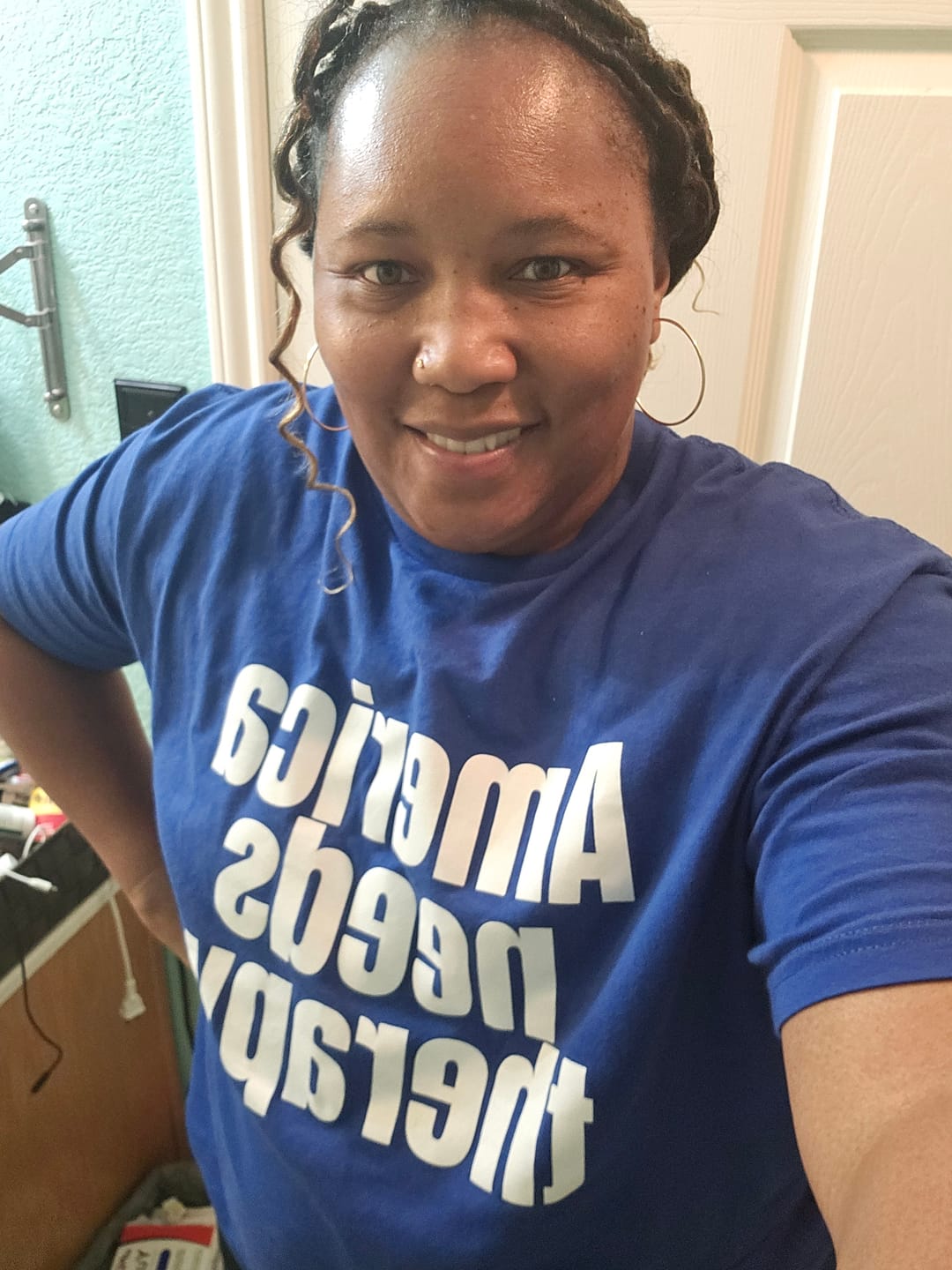 Customer photo review of America Needs Therapy Unisex Tee
