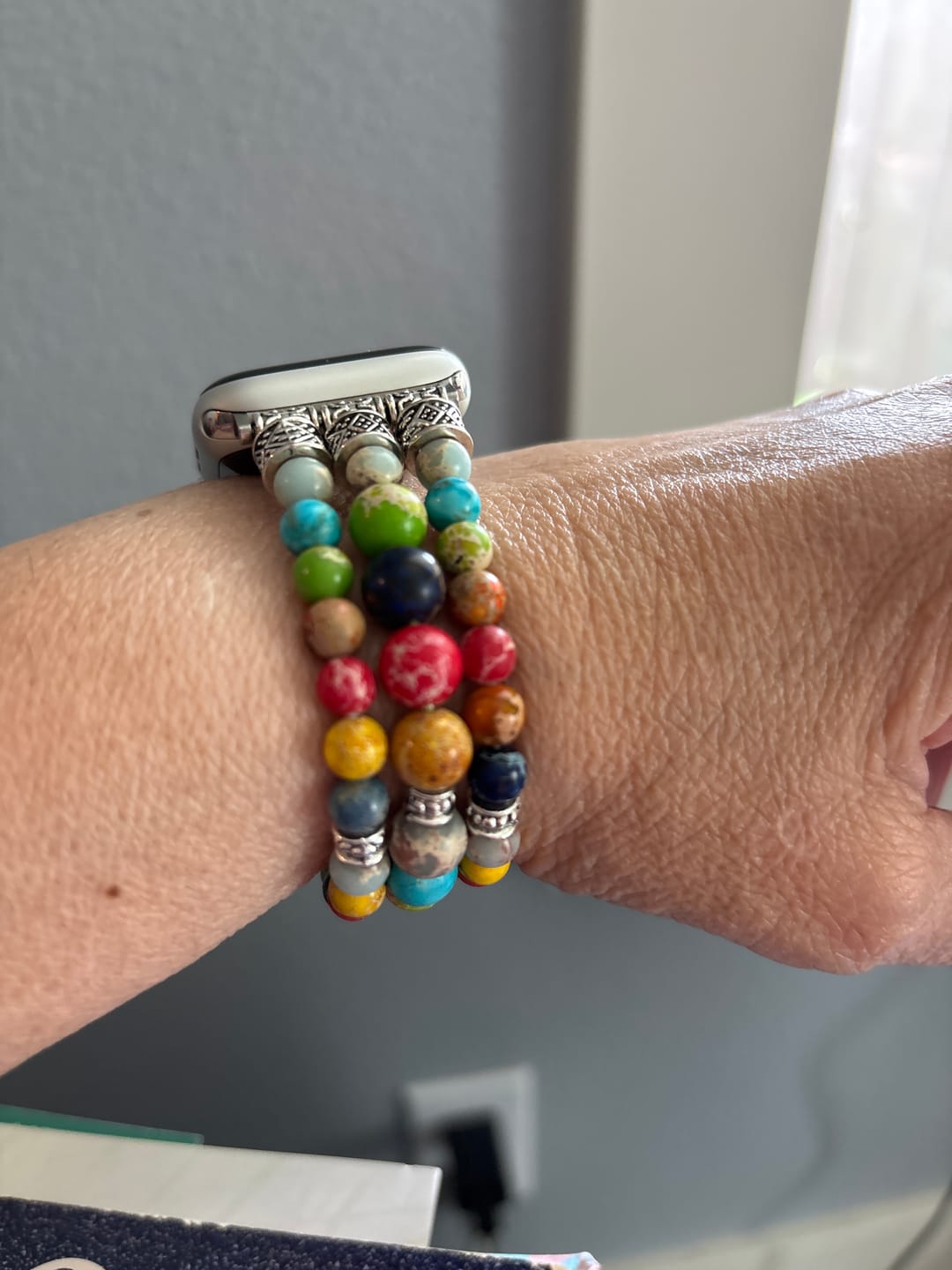 Customer photo review of Vibrant Chakra Stretch Apple Watch Strap