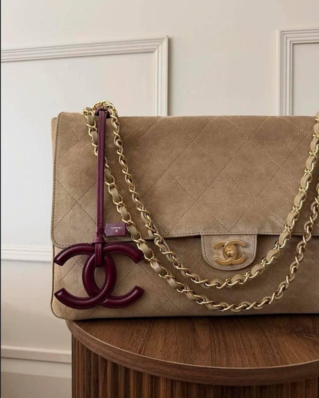 Customer photo review of Chanel 2026 Maxi Flap Bag 32cm Beige Suede Calfskin