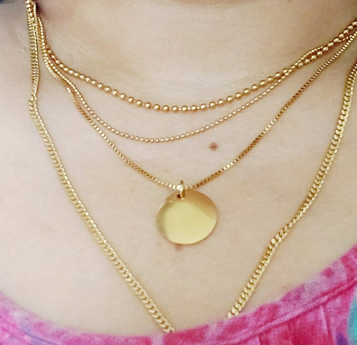 Customer photo review of Round Belle Three Layer Necklace