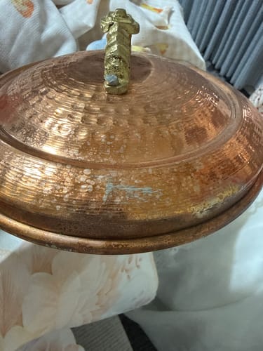 Customer photo review of Parlak İşlemeli Bakır Tencere Seti (3 Boy)