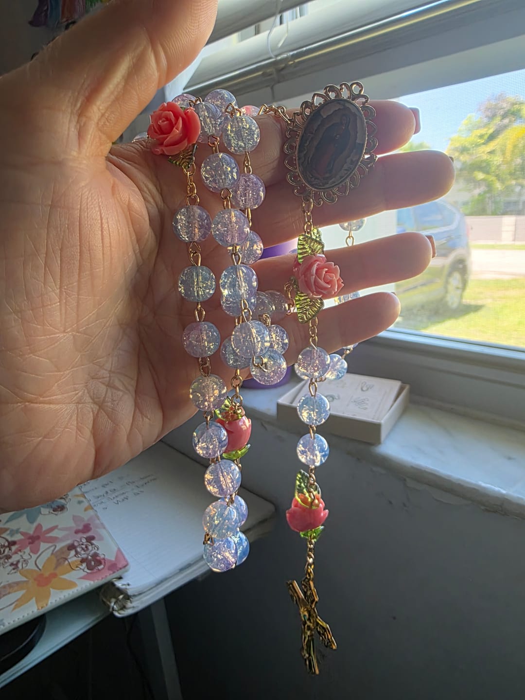 Customer photo review of FREE Today: Virgin Mary with Rose-Accented Rosary: Timeless Faith & Floral Faith Symbol