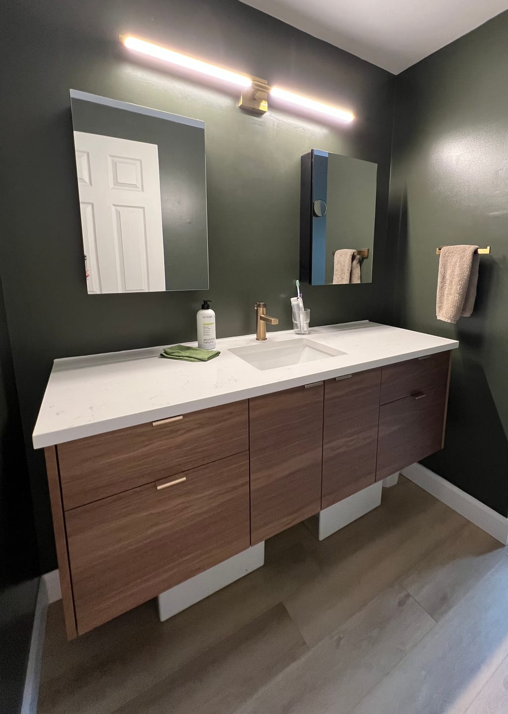 Customer photo review of Austin 60" Wall Mount American Black Walnut Bathroom Vanity