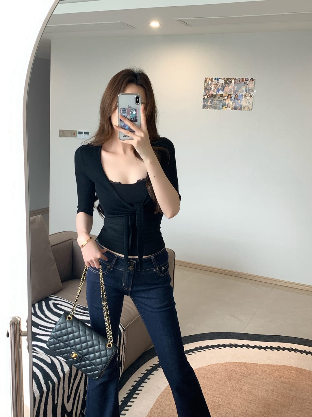 Customer photo review of IAMXIAA Tie Front Cropped Knit Top