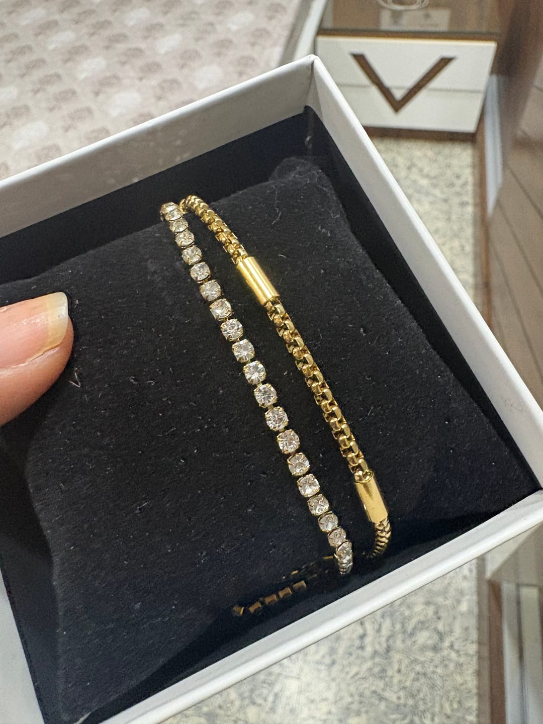 Customer photo review of Golden Glamour Layered Bracelet